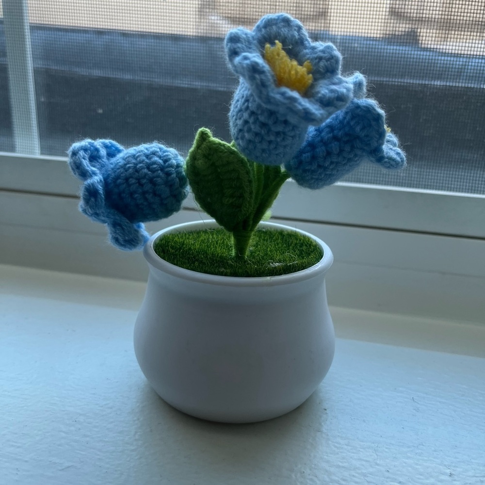Handcrafted Blue Crochet Flower Pot